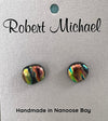 Robert Tutty - Earrings -  Dichroic glass - Oval and Round