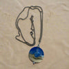 Garry White (Glass in Motion) - Necklace - Lampwork pendant - Round- clear blue & cream matte (Copy)