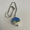 Garry White (Glass in Motion) - Necklace - Lampwork pendant - Round - matte blue and cream