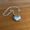 Garry White (Glass in Motion) - Necklace - Lampwork pendant - Round - matte blue and cream