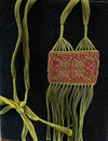 Sharon Young - Pendant - Handwoven from cotton - Green & Rust
