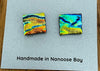 Robert Tutty - Earrings -  Dichroic glass - Square