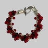 Diana Lockwood - Bracelet - Kimihimo - Red and Silver- leaf toggle