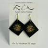 Robert Cerins - Earrings - Diamond -Purple & Green on Black