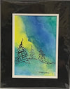 Dianne Mercredi - Pen & Watercolour - Trees under Northern Lights - 8" x 10" matted