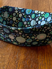 Load image into Gallery viewer, Monika Easy - Textile - Small boat -Blue & Green Bubbles - 5" long - - Textile - McMillan Arts Centre & MAC Box Office