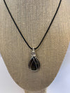 Quicksilver Creations - Pendant - Labradorite - 18" black cord, silver plate wrap