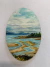 Margery Blom -Mini Oil Painting - Parksville Beach - Oval 3.5x5.5"