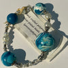 Lynn Orriss - Bracelet - Turquoise polymer beads & pearls - stretchy