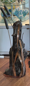 Nelson Shaw - Metal Art - Bull rushes mounted on driftwood