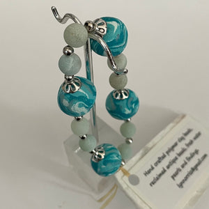 Lynn Orriss - Bracelet - Turquoise swirls - Stretchy - Lynn Orriss - McMillan Arts Centre Gallery, Gift Shop and Box Office - Vancouver Island Art Gallery