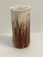 Load image into Gallery viewer, Darrell Giraldeau - Fibre Art - Felted vase with frosted glass insert - Darrell Giraldeau - McMillan Arts Centre Gallery, Gift Shop and Box Office - Vancouver Island Art Gallery