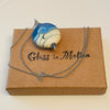 Garry White (Glass in Motion) - Necklace -  Lampwork pendant - Round - blue & cream matte