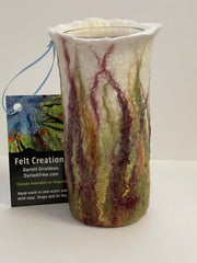 Load image into Gallery viewer, Darrell Giraldeau - Fibre Art - Felted vase with frosted glass insert - Darrell Giraldeau - McMillan Arts Centre Gallery, Gift Shop and Box Office - Vancouver Island Art Gallery
