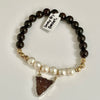 Alasha Lantinga - Bracelet (Stretchable) - Garnet, Freshwater Pearl, Druzy charm