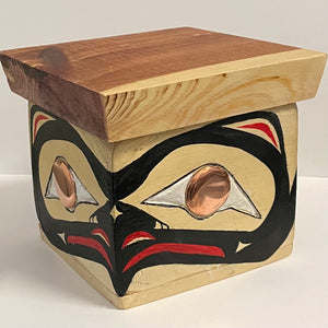 John Bellis - Carving - Bentwood Box - Bear & Eagle - John Bellis - McMillan Arts Centre Gallery, Gift Shop and Box Office - Vancouver Island Art Gallery