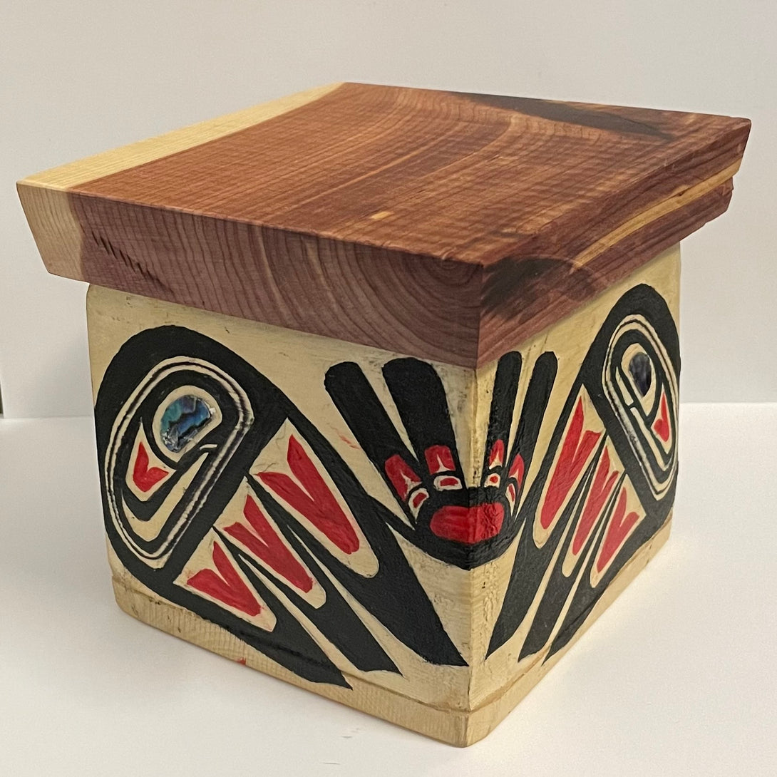 John Bellis - Carving - Bentwood Box - Bear & Eagle - John Bellis - McMillan Arts Centre Gallery, Gift Shop and Box Office - Vancouver Island Art Gallery
