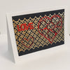 Jane Davidson - Card - Hearts & LOVE on gold grid, black background
