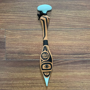 Mike Bellis - Carving - Black & Pale Blue Pointed Paddle - Mike Bellis - McMillan Arts Centre Gallery, Gift Shop and Box Office - Vancouver Island Art Gallery