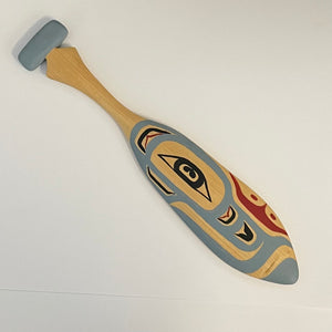Mike Bellis - Carving - Blue, Red & Black Yellow Cedar Paddle - Mike Bellis - McMillan Arts Centre Gallery, Gift Shop and Box Office - Vancouver Island Art Gallery