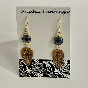 Alasha Lantinga - Earrings - Ornate Teardrop with Mystic Labradorite - Alasha Lantinga - McMillan Arts Centre Gallery, Gift Shop and Box Office - Vancouver Island Art Gallery