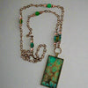 Linda Campbell -Pendant - Large Rectangle - Brass chain with beads