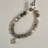 Alasha Lantinga - Bracelet (Stretchable) - White Moonstone, Grey Agate, Pink Zebra Jasper