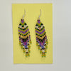 Bruce Thurston - Earrings - Beaded design -purple, white, gold, black