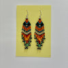 Bruce Thurston - Earrings - Beaded design -orange, red, turquoise, navy