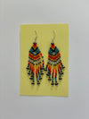 Bruce Thurston - Earrings - Beaded design -orange, yellow, blue