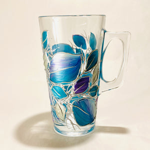 Lori Schiersmann - Glass - Latte Mug - teal, purple, silver - Lori Schiersmann - McMillan Arts Centre Gallery, Gift Shop and Box Office - Vancouver Island Art Gallery