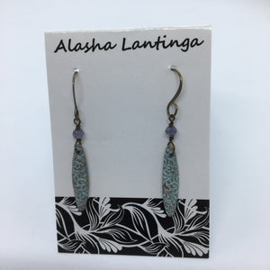Alasha Lantinga - Earrings - Bronze "Tiny Emmeline" with blue-purple quartz