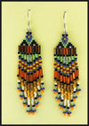 Bruce Thurston - Earrings Beaded Design green, orange, yellow, bronze