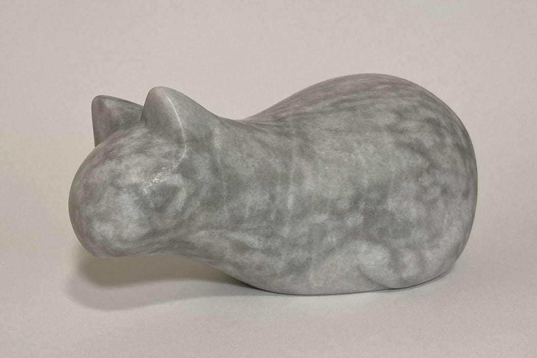 Ian Howie - Carving - Large cat - marble from Bonanza Lake - Ian Howie - McMillan Arts Centre Gallery, Gift Shop and Box Office - Vancouver Island Art Gallery