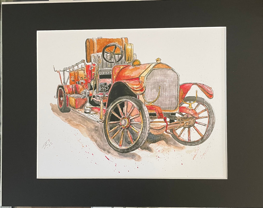 Bruce Suelzle - Print - Antique Fire Truck, ready to frame - Bruce Suelzle - McMillan Arts Centre Gallery, Gift Shop and Box Office - Vancouver Island Art Gallery
