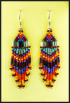 Bruce Thurston - Earrings Beaded Design orange, purple, red, light blue, yellow