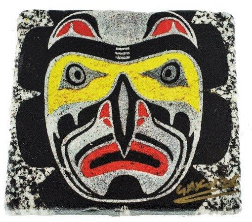 Gerald Fuller - Coaster - Totem with yellow mask - Gerald Fuller - McMillan Arts Centre Gallery, Gift Shop and Box Office - Vancouver Island Art Gallery