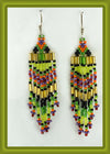 Bruce Thurston - Earrings Beaded Design orange, green, gold, purple