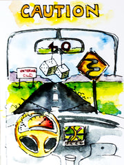 Load image into Gallery viewer, Carla Flegel - Birthday Card - “Caution 40” - Carla Flegel - McMillan Arts Centre Gallery, Gift Shop and Box Office - Vancouver Island Art Gallery