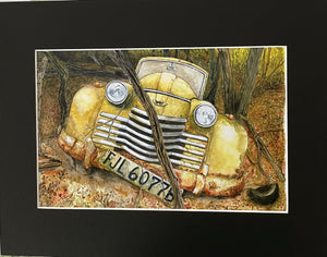 Bruce Suelzle - Print - Antique Yellow Car - Bruce Suelzle - McMillan Arts Centre Gallery, Gift Shop and Box Office - Vancouver Island Art Gallery