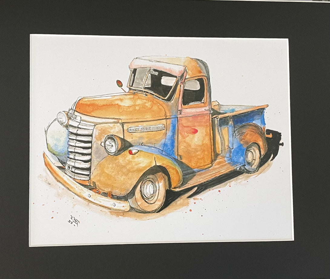 Bruce Suelzle - Print - Antique GMC Truck, ready to frame - Bruce Suelzle - McMillan Arts Centre Gallery, Gift Shop and Box Office - Vancouver Island Art Gallery