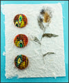 Lynn Orriss - Polymer Clay Button set of 3 - orange with green & yellow