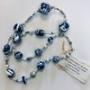 Lynn Orriss - Necklace -Navy & white  polymer clay beads with pearls