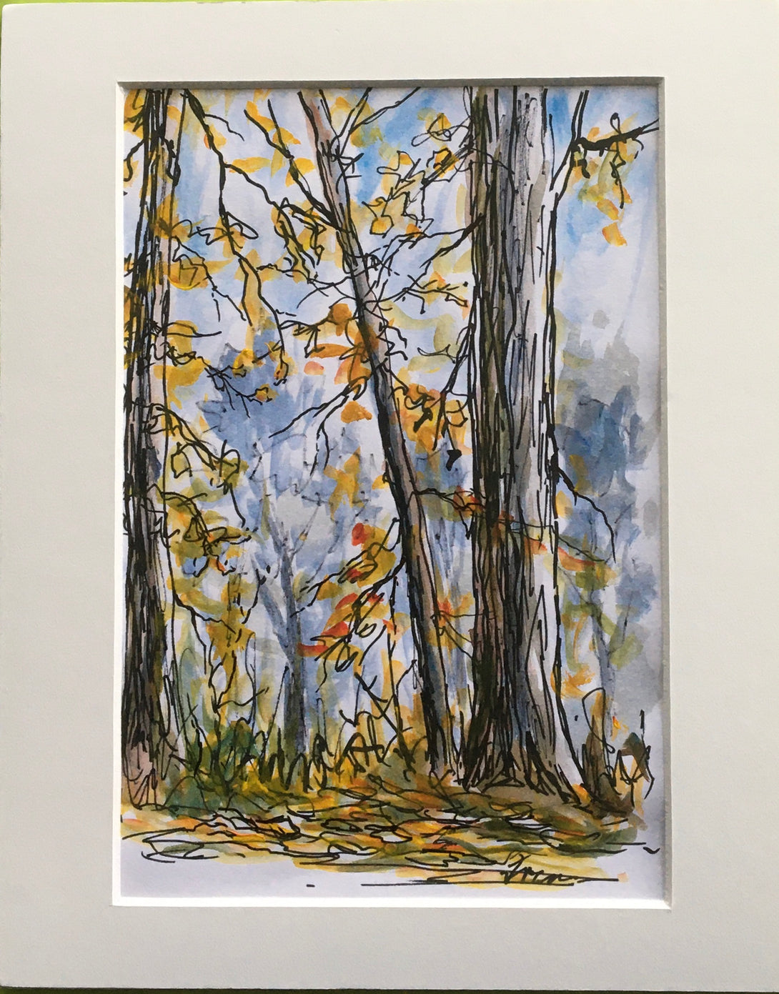 Fran Renwick -Watercolor painting - Orange trees, matted, unframed - Fran Renwick - McMillan Arts Centre Gallery, Gift Shop and Box Office - Vancouver Island Art Gallery