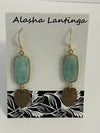 Alasha Lantinga - Earrings - Amazonite rectangle with copper shield