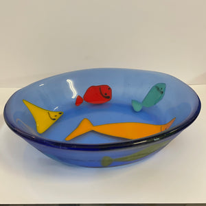 Jan Bell-Irving - Glass - Fused glass bowl with coloured fish - Jan Bell-Irving - McMillan Arts Centre Gallery, Gift Shop and Box Office - Vancouver Island Art Gallery