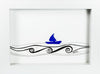 Dana Wagner - Sea glass Art - Cobalt blue sailboat, framed