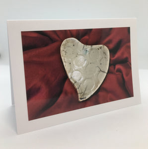 Jane Davidson - Card - Pottery heart on red - Jane Davidson - McMillan Arts Centre Gallery, Gift Shop and Box Office - Vancouver Island Art Gallery