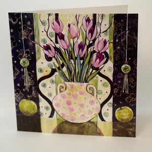 Jennifer McIntyre - Card - Purple tulips and green apples - Jennifer McIntyre - McMillan Arts Centre Gallery, Gift Shop and Box Office - Vancouver Island Art Gallery