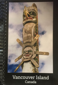 Gerald Fuller - Notebook - photo of totem pole with sun & eagle on cover - Gerald Fuller - McMillan Arts Centre Gallery, Gift Shop and Box Office - Vancouver Island Art Gallery
